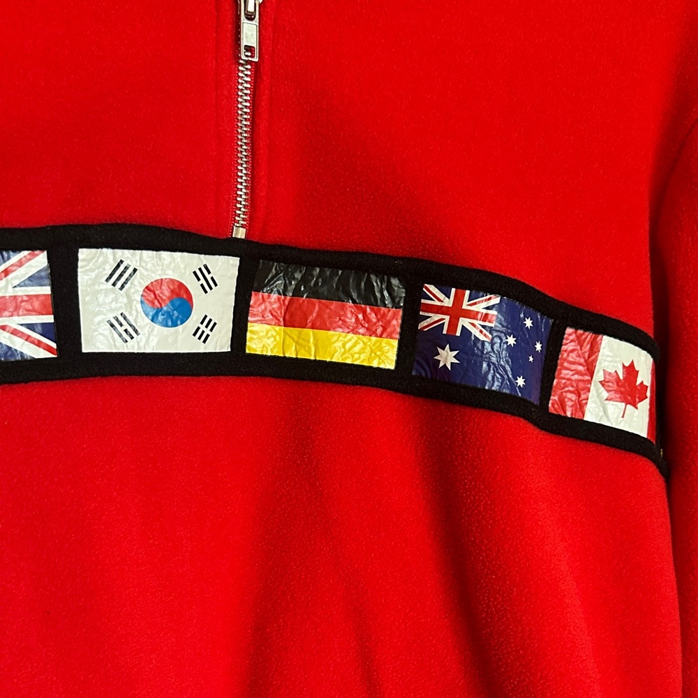 Forever 21 Red Zip-Up Sweater with Flag Design - Picture 4 of 4